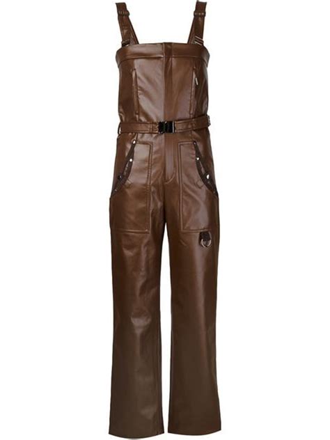 Shop Koonhor Faux Leather Dungarees Leather Overalls Leather