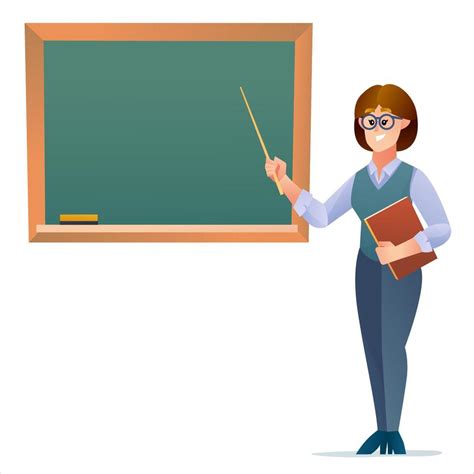 Female Teacher Standing Near Blackboard Cartoon Character 6461774