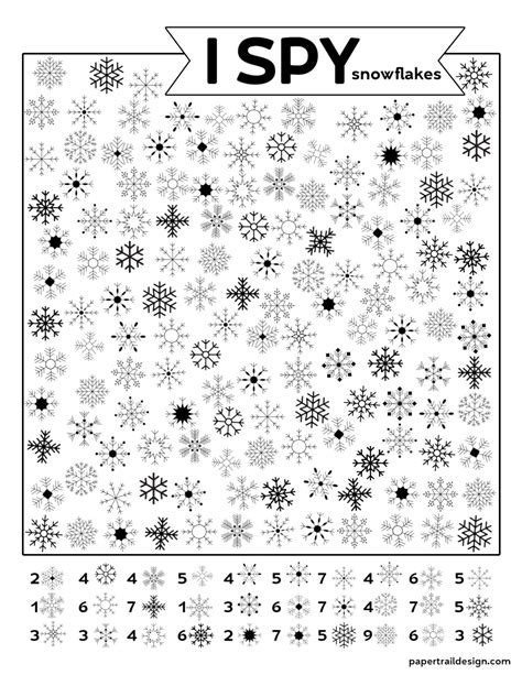 Free Printable Snowflake I Spy Activity Paper Trail Design