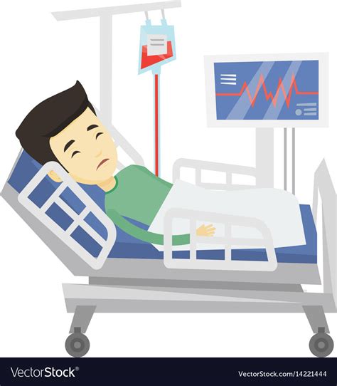 Man Lying In Hospital Bed Royalty Free Vector Image