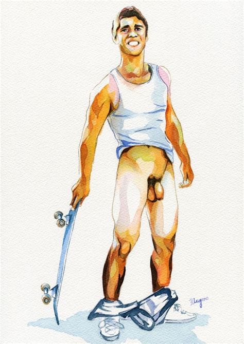 Gay Porn Painting - Print Of Original Art Work Watercolor Painting Gay Male Nude Etsy |  SexiezPix Web Porn