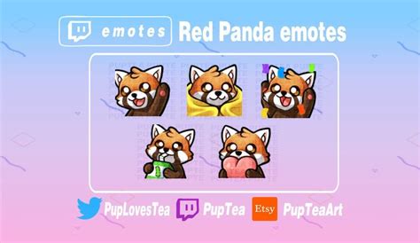 5x Cute Red Panda Emotes Pack For Twitch And Discord Set 1 Etsy In