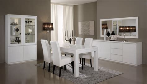 Salle à manger complète design laquée blanche Cristal | Salle à manger