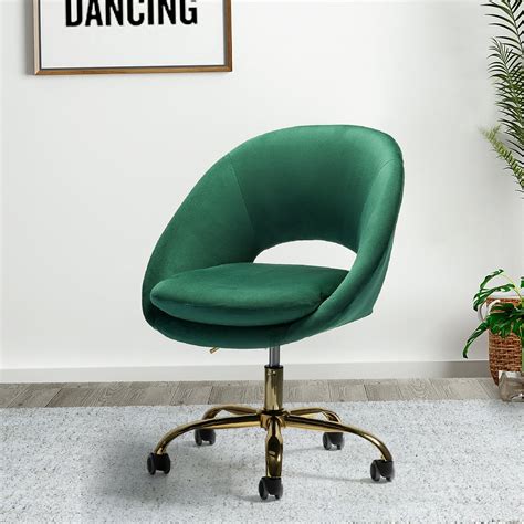 14 Karat Home Velvet Office Chairs For Adults In Green