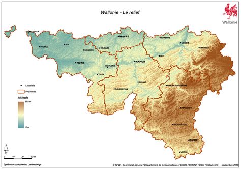 Carte Du Relief Connaître La Wallonie