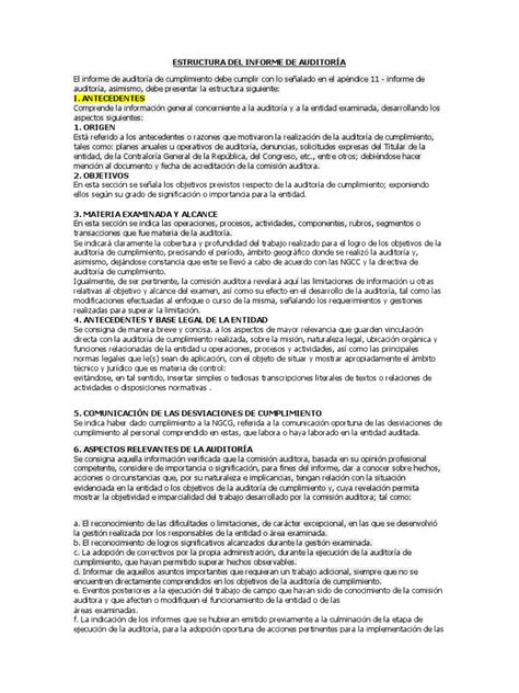 Estructura Del Informe De Auditoría