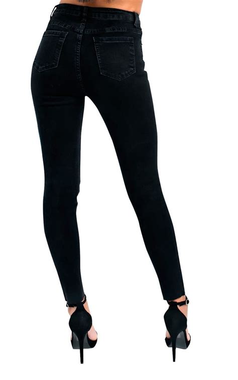 Bea Ripped Skinny Jeans In Black Ikrush