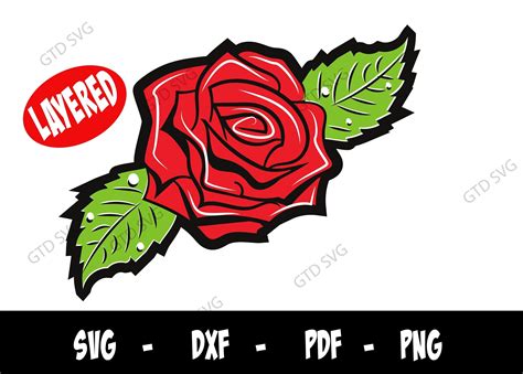 Rose Svg Red Rose Svg Beautiful Rose Svg Nature Clipart Rose And Leaves In 2022 Clip Art