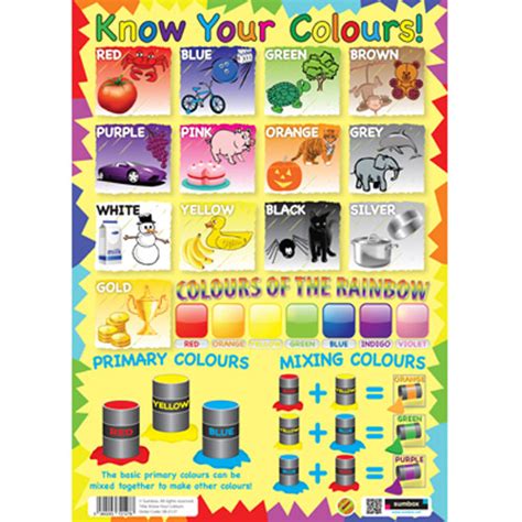 Know Your Colours Educational Poster Early Learning Wall Chart Teaching