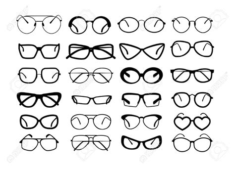 Monochrome Eyeglasses Silhouettes Set Shape Frame Stylish Trendy Glasses Optical Fashion