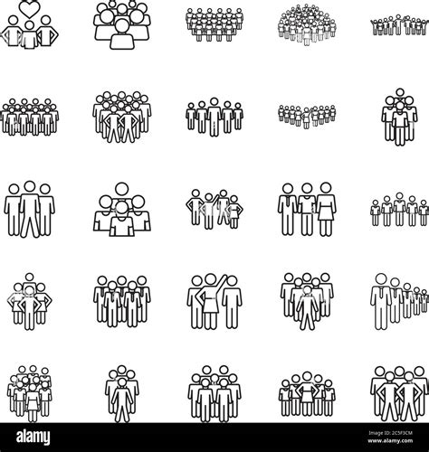 Pictogram Groups Of People Icon Set Over White Background Line Style Vector Illustration Stock