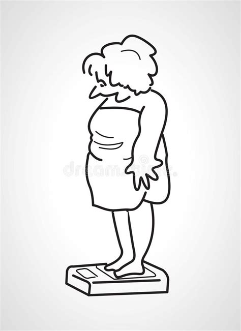 a fat woman standing on the scales stock vector illustration of heavy fatty 23327181