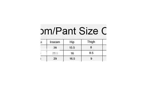 women's bottom size chart