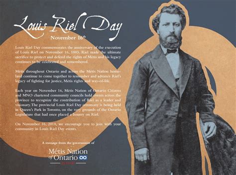Louis Riel Day Message From The Mno Métis Nation Of Ontario