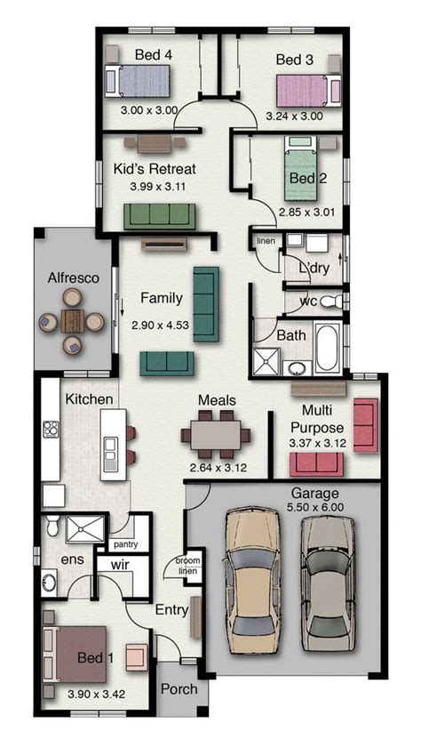 The best 4 bedroom 2 story house floor plans. Single story home floor plan with 4 bedrooms, double ...
