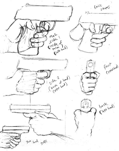 Hand Holding Gun Drawing Reference