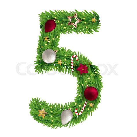 Position of a in english alphabets is, 1. Christmas alphabet number 5 vector ... | Stock vector ...