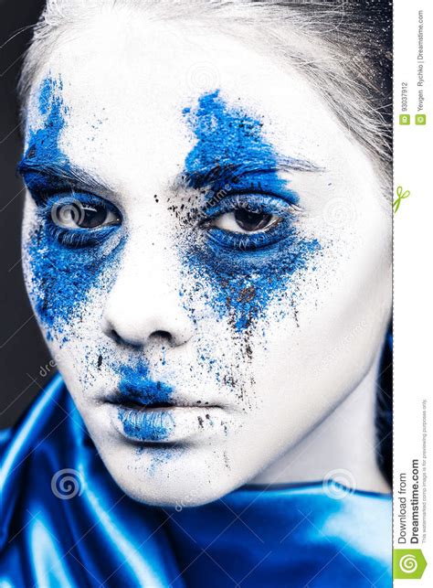 Fashion Model Girl Portrait With Colorful Powder Make Up
