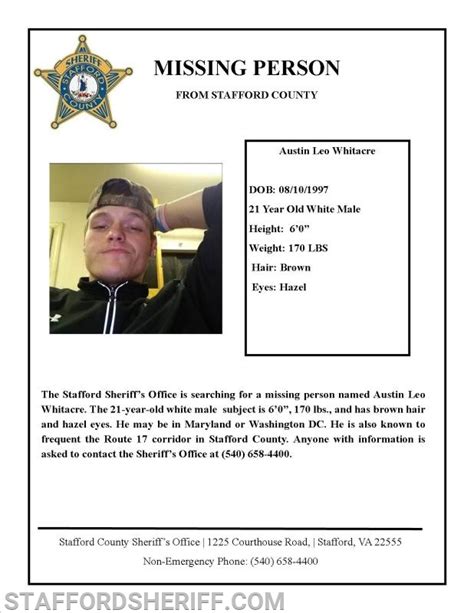 Update Missing Person Located Stafford County Sheriffs Office