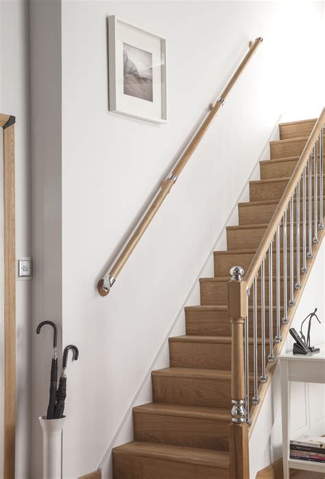 Wall mounted wooden handrails