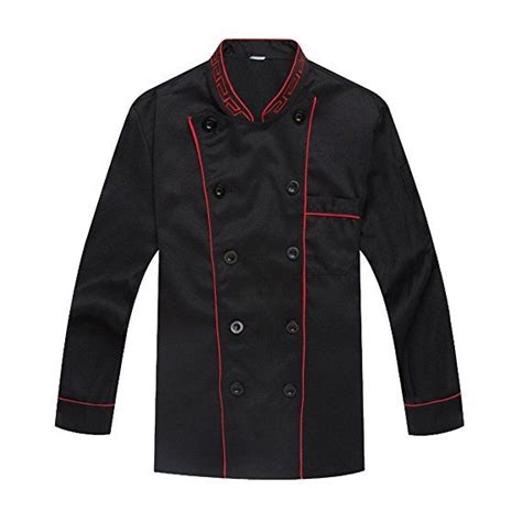 Long Sleeves Chefs Jacket Catering Uniforms Black Review Chef Jackets