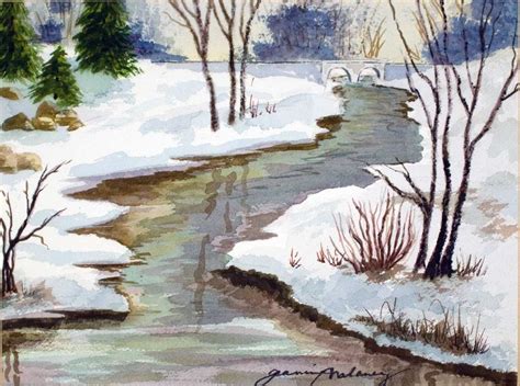 Juday Creek Unframed Original Winter Watercolor Painting Winter
