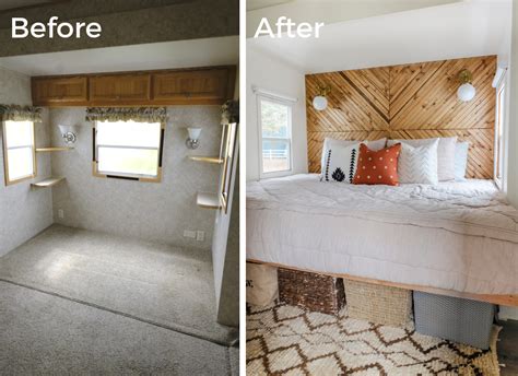 Rv Bedroom Remodel Camper Bedroom Before And After Remodel Bedroom