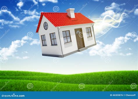 House Is Falling From The Sky Sky And Grass On Stock Photo Image Of