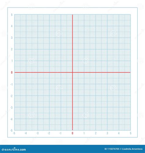 Vector Blue Metric Graph Paper With Coordinate Axis Stock Vector