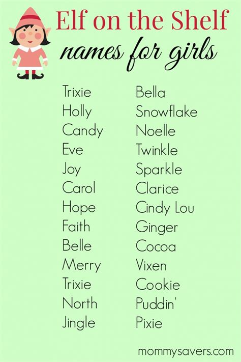 Elf On The Shelf Names For Girls Mommy Savers