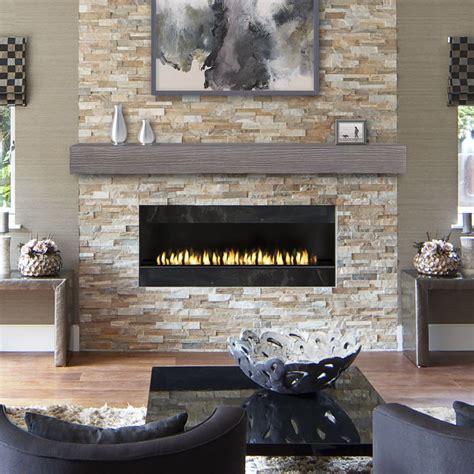 Zachary Non Combustible Little River Finish Stone Fireplace Makeover