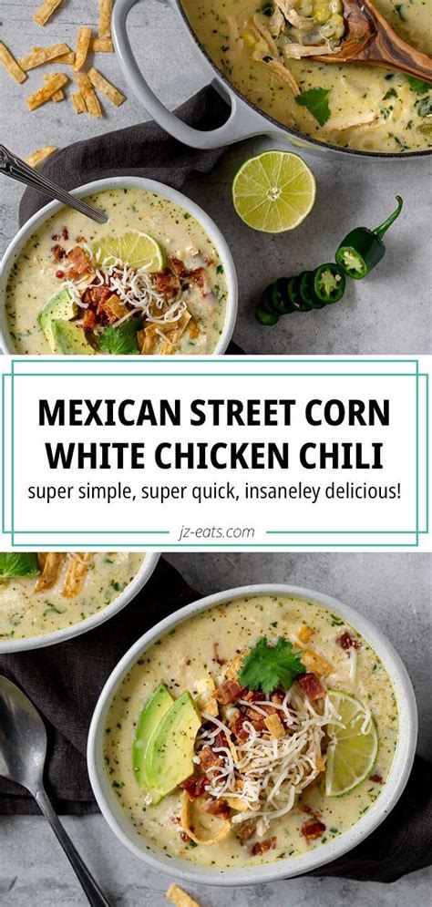 In a large bowl, mix together the mayonnaise, cheese, lime juice, peppers, cilantro, red onion, garlic, and chili powder. Mexican Street Corn White Chicken Chili is creamy, comforting, and always SO delicious! It's ...