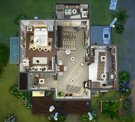 An Aerial View Of A House With The Living Room And Dining Area Visible