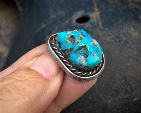 Chunky Turquoise Ring For Women Or Men Size Navajo Native American