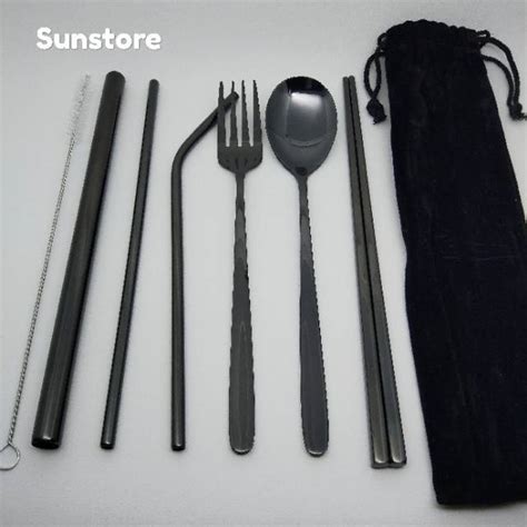 Sendok garpu sendok garpu, sendok, format file gambar, stiker, kartun png. Paket Lengkap 8 Pcs Sedotan Sendok Garpu Sumpit Stainless ...