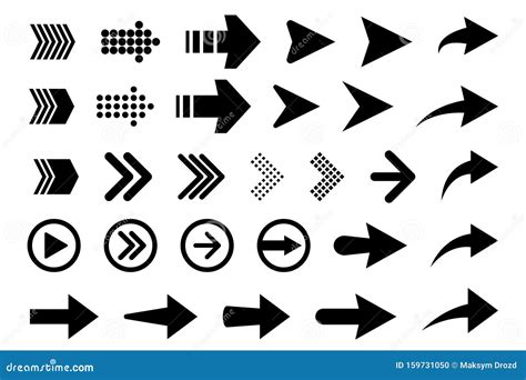 Set Of New Style Black Vector Arrows Isolated On White Arrow Vector