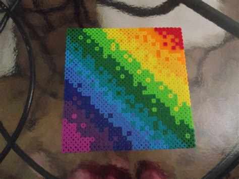 rainbow perler bead trivet by soggy enderman melty bead designs melty bead patterns hama beads