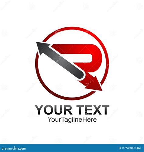 Initial Letter R Logo Template Colored Red Circle Arrow Design F Stock