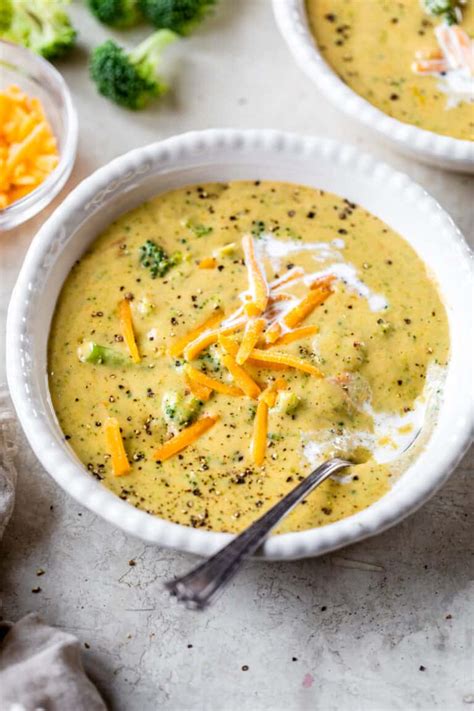Healthy Broccoli Cheddar Soup Quick And Easy Recipe Fit Mitten Kitchen