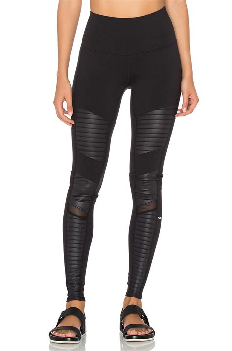 Alo Yoga Synthetic High Waisted Moto Legging In Black Lyst