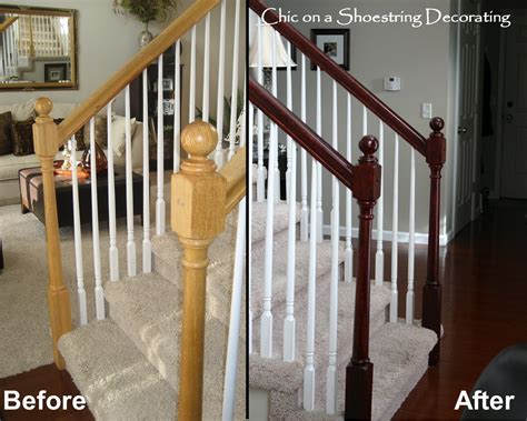 Chic On A Shoestring Decorating How To Stain Stair Railings And Banisters