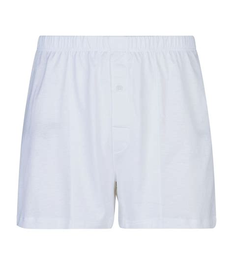 Hanro Sporty Mercerised Cotton Boxer Shorts In White Modesens Cotton Boxer Shorts Boxer