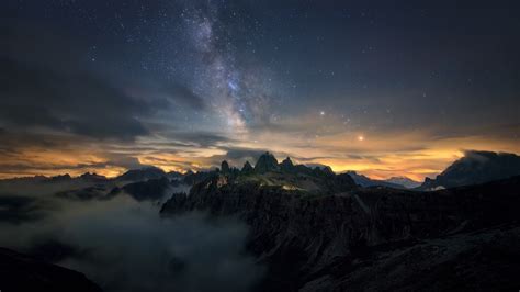 Milky Way Over The Dolomites Wallpaper Backiee