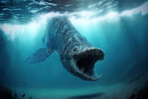 Sea Monster Open Its Mouth With Teeth Fantasy Underwater Creature