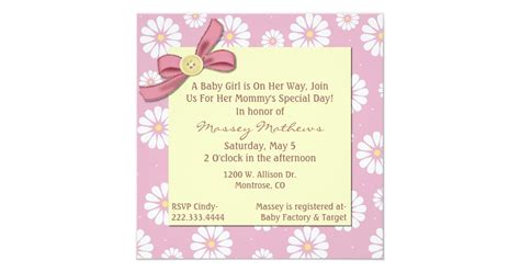 Pretty Pink Daisies Baby Girl Shower Invitation