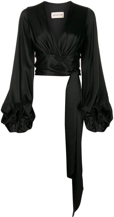 Alexandre Vauthier Silk Wrap Front Blouse In Fashion Outfits