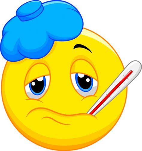 Clipart Cartoon Of A Sick Emoji Emoticon Sick A Fever Ai Eps Png