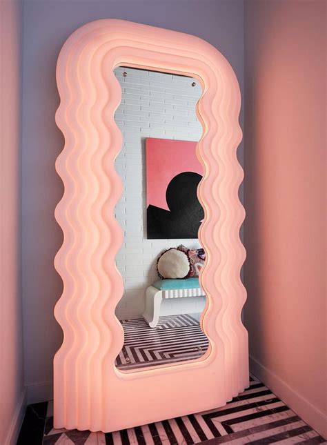 neon wiggle mirror in the ultrafragola style etsy in 2021 80s interior 80s interior design