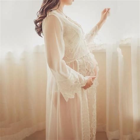 Maternity Lace See Through Full Length Dress Lace Maternity Dress