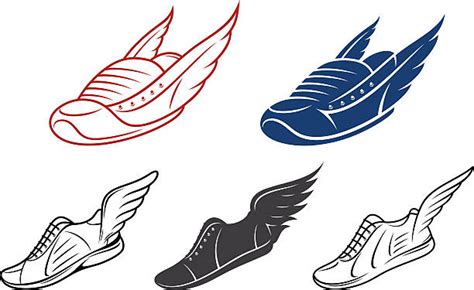 Track Shoe With Wings Silhouettes Illustrations Royalty Free Vector